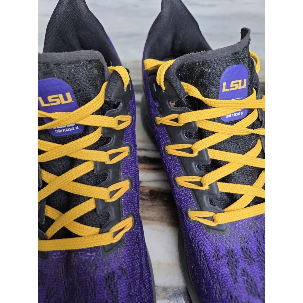 NIKE Air Zoom Pegasus 36 LSU Sneakers Mens 10 Purple Gold Shoes - Picture 3 of 8